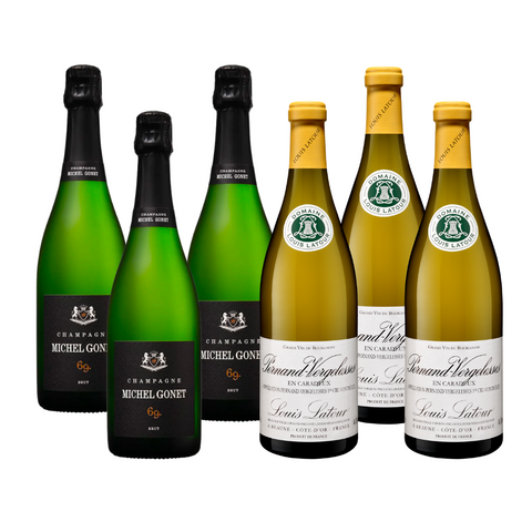 Louis Latour En Caradeux 2022 and Michel Gonet 6g Champagne set of 6