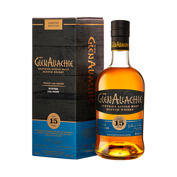 The Glenallachie 15 years Scottish Virgin Oak Finish Speyside Scottish Single Malt Whisky, ABV:48%, 700ml