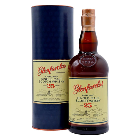 Glenfarclas 25 Years Highland Scottish Single Malt Whisky, ABV: 43%, 700ml