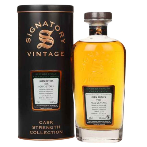The Glenrothes 26 Years 1996 Single Cask 15125 Bourbon Hogshead Signatory Vintage Single Malt Scotch Whisky, ABV: 53.6%, 700ml