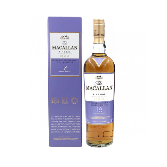 The Macallan 18 years Fine Oak Cask 2017 or before release Scottish single malt Whisky, ABV: 43%, 700ml