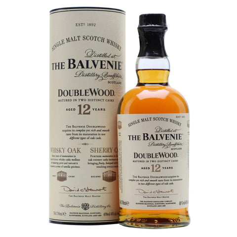 The Balvenie 12 Years Double Wood Matured Speyside Scottish Single Malt Whisky, ABV: 40%, 700ml