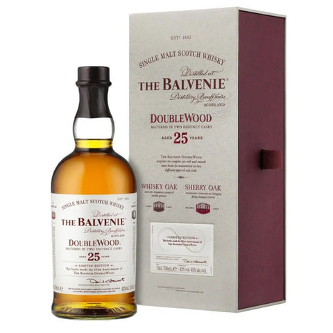 The Balvenie 25 Years Double Wood Speyside Scottish Single Malt Whisky, ABV: 43%, 700ml
