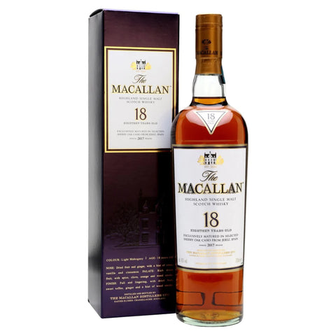 The Macallan 18 Years Sherry Oak Cask 2017 Release Highland Scottish Single Malt Whisky, ABV: 43%, 700ml