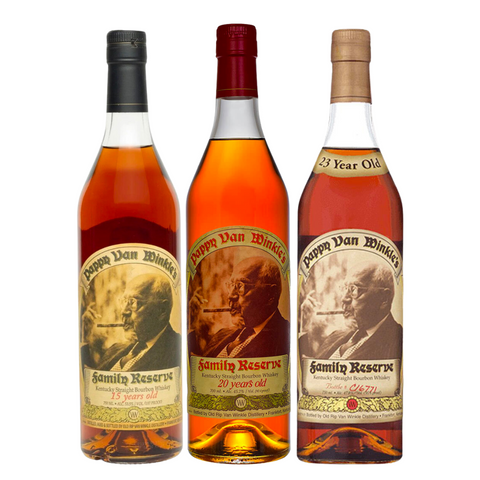 Pappy Van Winkle 15 Years, 20 Years and 23 Years Kentucky Straight Bourbon Whiskey