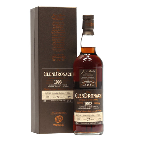 Glendronach 27 Years 1993 Single Cask Oloroso Sherry Puncheon Cask 7276 Highland Scottish Single Malt Whisky, ABV: 53.7%, 700ml