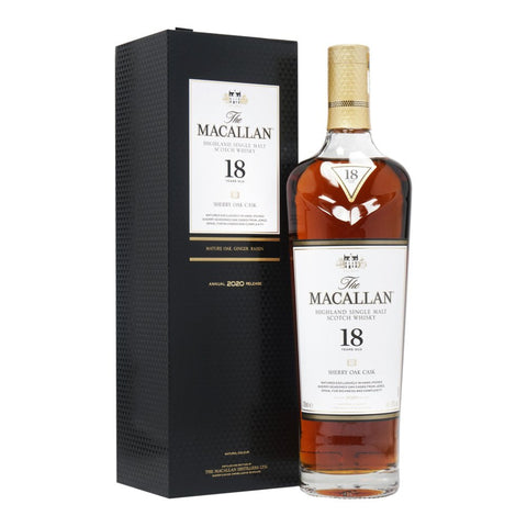 The Macallan 18 Years Sherry Oak Cask 2020 Release Highland Scottish Single Malt Whisky, ABV: 43%, 700ml