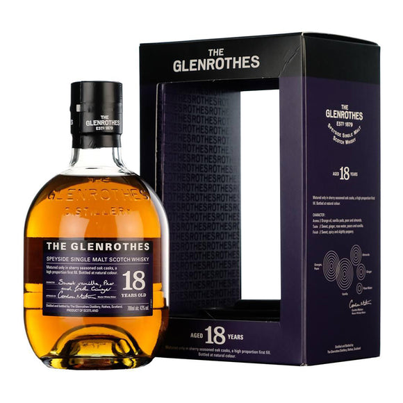 Distillery: The Glenrothes
Name: 18 Years
Volume: 70CL
ABV: 43%
Notes: Single Malt
Origin: Rothes, Speyside, Scotland