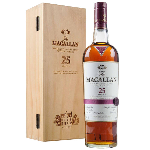 Distillery: The Macallan
Name: 25 Years Sherry Oak ( 2017 And Before )
Volume: 70CL
ABV: 43%
Notes: Special Editions : Scotland
Origin: Craigellachie, Speyside, Scotland