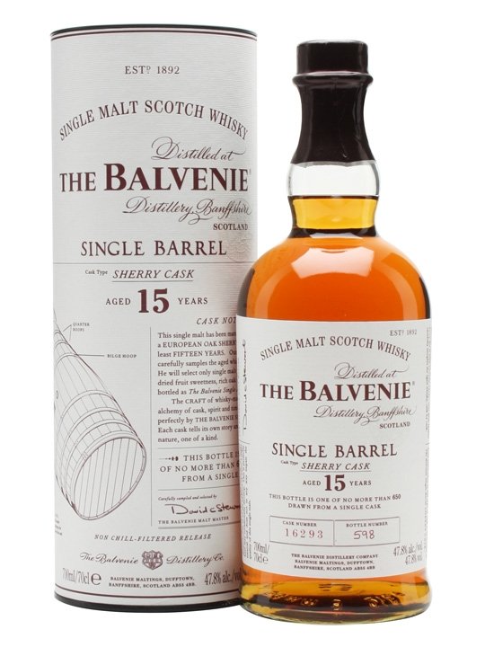 Distillery: The Balvenie
Name: 15 Years Sherry Cask - Cask 11169
Volume: 70CL
ABV: 47.8%
Notes: Single Malt
Origin: Dufftown, Speyside, Scotland