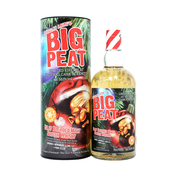 Douglas Laing's Big Peat Islay Blended Malt Whisky Xmas Limited Edition 2020, Scotland. Natural Cask Strength, 700ml 53.1%ABV, Blended by Ardbeg, Bowmore, Caol Ila and Port Ellen.